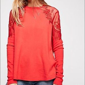 Free People Cherry Red Daniella Top Sz S
